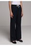 Regular Fit High Waist Wide Leg Women's Navy Blue Trousers - 4