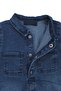 Baby Boy Blue Collared Denim Overalls with Pocketed Snaps - 3