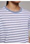 Regular Fit Round Neck Striped Women's Blue Short Sleeve T-Shirt - 4
