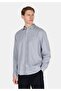 Relax Fit Shirt Neck Plain Men's Gray Long Sleeve Shirt