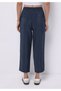 Regular Fit High Waist Straight Leg Women's Navy Blue Trousers - 2