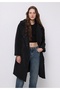 Regular Fit Hooded Zippered Lined Detachable Hooded Women's Black Coat - 3