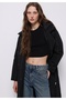 Regular Fit Hooded Zippered Lined Detachable Hooded Women's Black Coat - 4