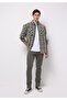 Straight Fit Mid-Rise Straight Leg Men's Green Trousers