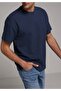 Comfort Fit Round Neck Plain Men's Navy Blue Short Sleeve T-Shirt - 4