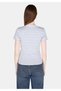 Slim Fit Square Collar Striped Women's Blue Short Sleeve T-Shirt - 2
