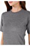 Slim Fit Round Neck Knitted Plain Women's Gray Short Sleeve T-Shirt - 4
