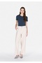 Regular Fit High Waist Wide Leg Unlined Women's Ecru Trousers - 3