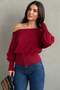 Red Ribbed Asymmetrical Cut Women's Sweater Mg2744 - 4