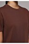 Regular Fit Round Neck Plain Women's Brown Short Sleeve T-Shirt - 4