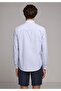 Regular Fit Shirt Neck Striped Men's Blue Long Sleeve Shirt - 2