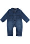 Baby Boy Blue Collared Denim Overalls with Pocketed Snaps - 2