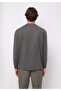 Comfort Fit Round Neck Plain Men's Gray Long Sleeve T-Shirt - 2