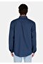 Regular Fit Shirt Neck Plain Men's Navy Blue Long Sleeve Shirt - 2
