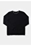 Regular Fit Round Neck Jacquard Men's Black Long Sleeve T-Shirt - 5