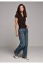 Slim Fit Polo Collar Plain Women's Brown Short Sleeve T-Shirt - 3