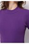 Slim Fit Half Turtleneck Plain Women's Purple T-Shirt - 4
