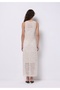 Slim Fit Jacquard Women's Ecru Sleeveless Dress - 2