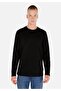 Regular Fit Round Neck Knitted Jacquard Men's Black Long Sleeve T-Shirt