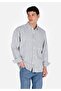 Oversize Fit Classic Collar Striped Men's Denim Long Sleeve Shirt