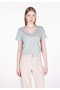 Regular Fit Cotton Lu V-Neck Plain Women's Green Short Sleeve T-Shirt
