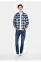 Regular Fit Shirt Neck Plaid Men's Blue Long Sleeve Shirt - 3