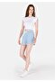 Regular Fit Mid Waist Women's Blue Shorts - 3