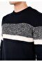 Regular Fit Round Neck Men's Navy Blue Knit Sweater - 6