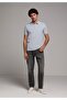 Regular Fit Polo Collar Plain Men's Blue Knitted Short Sleeve T-Shirt - 3