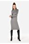 Slim Fit Women's Gray Long Sleeve Dress