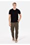 Slim Fit Mid Waist Elastic Leg Men's Green Trousers