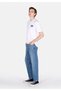 Loose Straight Fit Mid Waist Straight Leg Men's Light Indigo Zippered D Denim Jean Trousers - 3