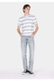 Regular Fit Mid Waist Straight Leg Pockets Men's Bleach Indigo Denim Jean Pants