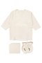 Baby Girl Ecru Floral Embroidered Piped Organic Luxury 10 Piece Hospital Discharge Set - 7