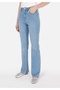 Regular Fit Mid Waist Bootcut Women's Indigo Denim Jean Trousers - 4