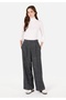 Regular Fit High Waist Wide Leg Women's Gray Trousers