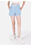 Regular Fit Mid Waist Women's Blue Shorts - 4