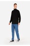 Comfort Fit Turtleneck Plain Men's Black Cotton Long Sleeve T-Shirt - 3