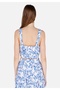 Slim Fit Square Collar Floral Women's White Sleeveless Shirt - 2