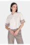Regular Fit Shirt Neck Ethnic Women's Ecru Short Sleeve Shirt