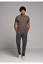 Regular Fit Mid Waist Straight Leg Men's Gray Trousers with Pockets