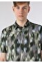 Regular Fit Shirt Neck Printed Men's Green Short Sleeve Shirt - 5