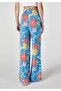 Regular Fit High Waist Wide Leg Women's Multicolor Pants - 2