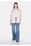 Relaxed Fit Shirt Neck Plain Women's Beige Long Sleeve Shirt - 3