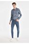 Slim Fit Low Waist Narrow Leg Men's Indigo Jean Pants - 3