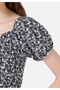 Slim Fit V-Neck Women's Black Watermelon T-Shirt - 5