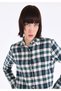 Regular Fit Pocketless Shirt Neck Plaid Pack Women's Green Long Sleeve Shirt - 4