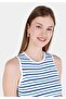 Slim-Fit Striped Blue Women's Short-Sleeve Sweater - 4