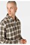 Regular Fit Shirt Neck Plaid Men's Green Long Sleeve Shirt - 4