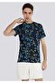 Regular Fit Round Neck Printed Men's Green Short Sleeve T-Shirt - 3